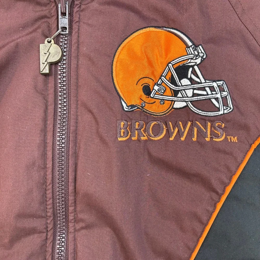 90s Vintage Cleveland Browns Puffer Jacket Mens Medium 75th Anniversary Bomber